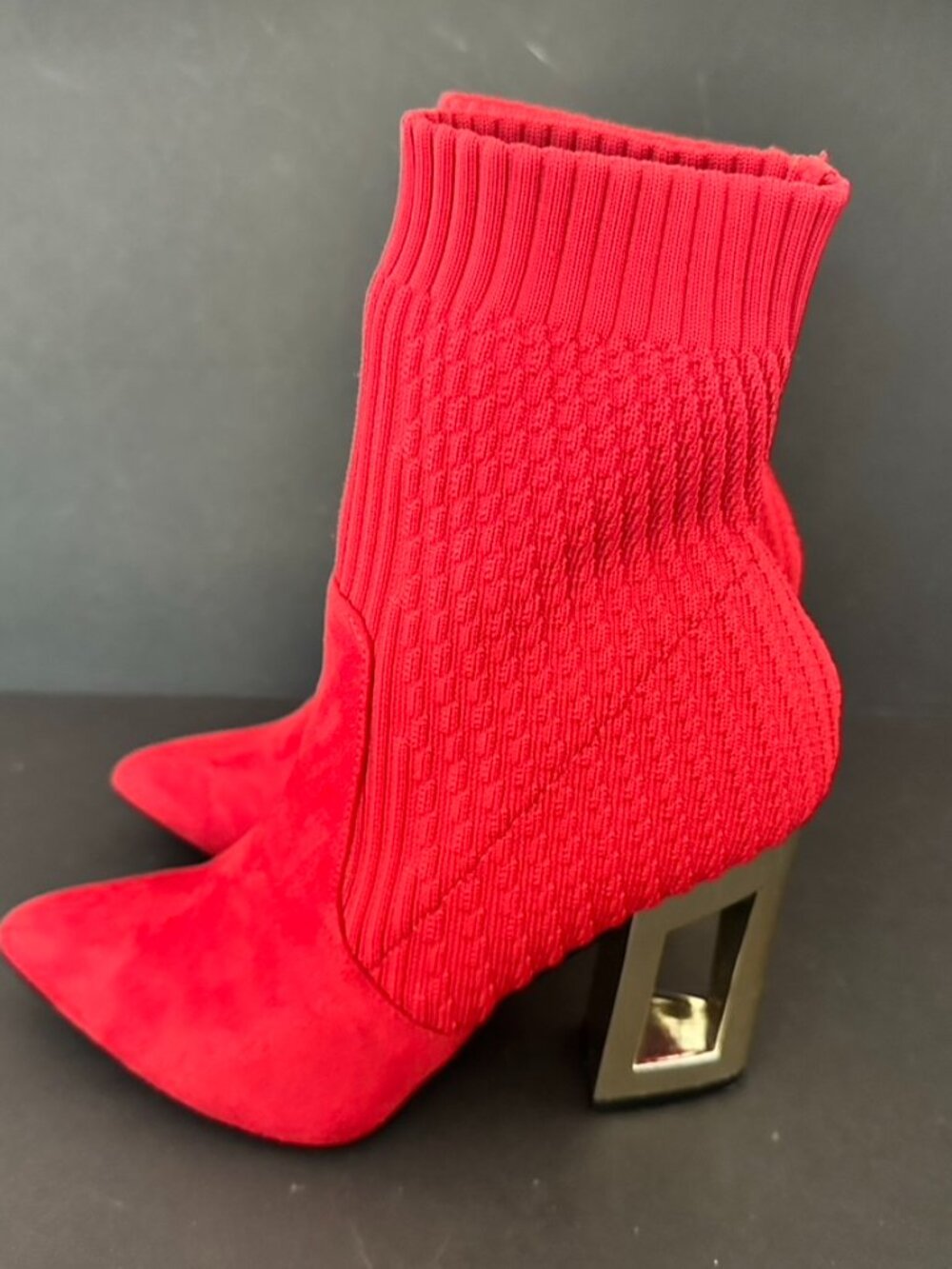 Catherine Malandrino Red Pointed Toe Sock Bootie Size 8 - Picture 4 of 9